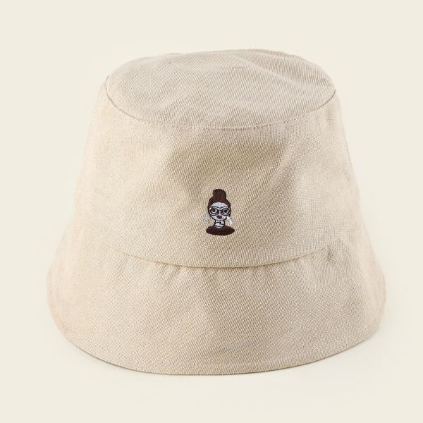 

Figure Embroidered Bucket Hat, Beige