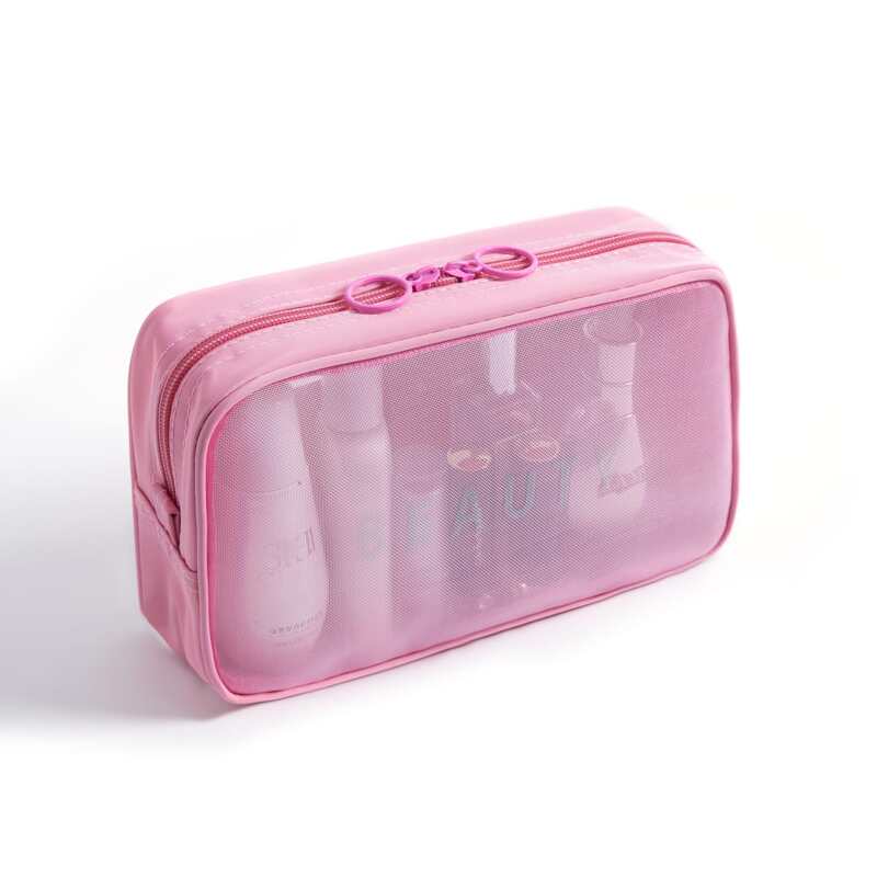 

Letter Graphic Mesh Square Makeup Bag, Pink