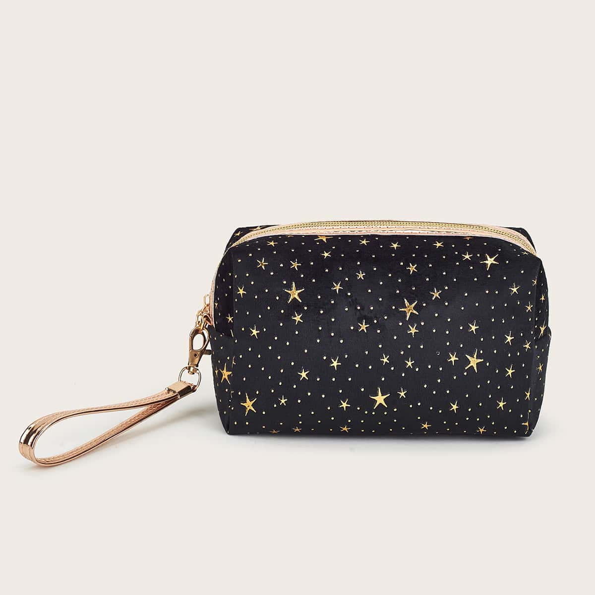 

Star Pattern Square Makeup Bag, Black