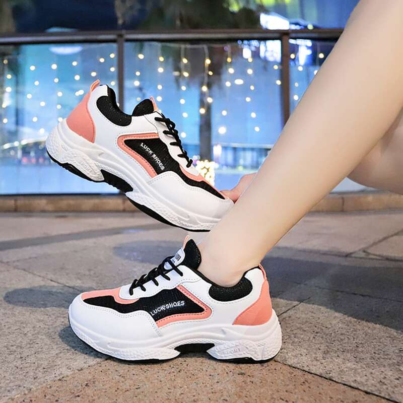 

Colorblock Lace-up Mesh Chunky Sneakers, Multicolor