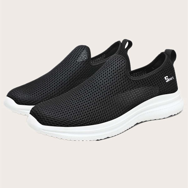 

Men Slip On Running Shoes, Black and white