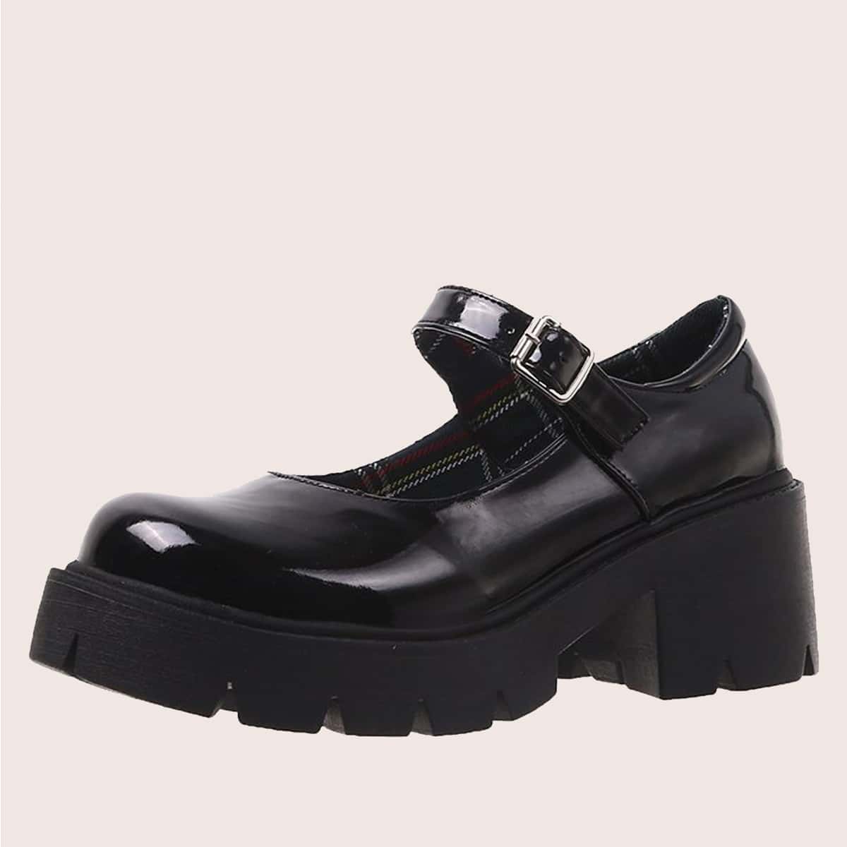 

Chunky Heeled Mary Jane Pumps, Black