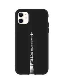 Airplane & Slogan Graphic Phone Case Compatible With IPhone 11,IPhone 13,IPhone 14 Pro Max - Black and White - View 1