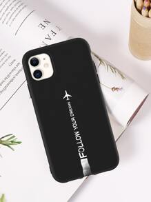 Airplane & Slogan Graphic Phone Case Compatible With IPhone 11,IPhone 13,IPhone 14 Pro Max - Black and White - View 2