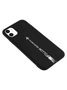 Airplane & Slogan Graphic Phone Case Compatible With IPhone 11,IPhone 13,IPhone 14 Pro Max - Black and White - View 3
