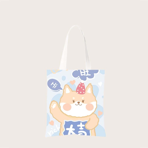 

Girls Cartoon Graphic Shopper Bag, Multicolor