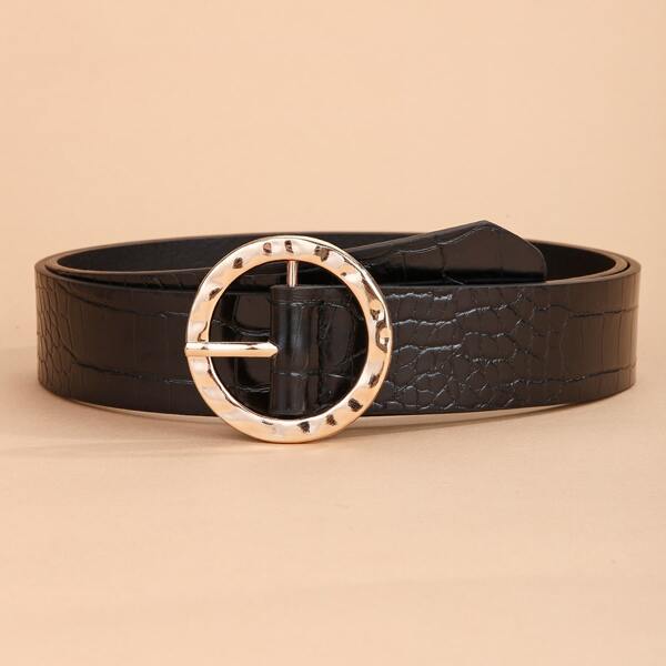 

Round Buckle Belt, Black
