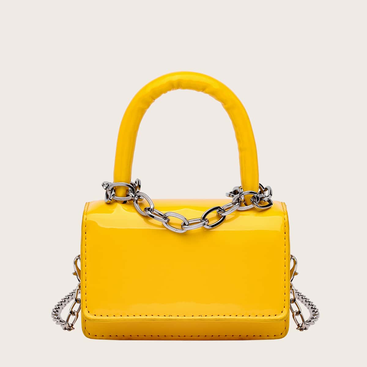 

Mini Chain Satchel Bag, Yellow