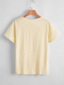 SHEIN Unity Camiseta con estampado de luna y montaña - Beis - Ver 2