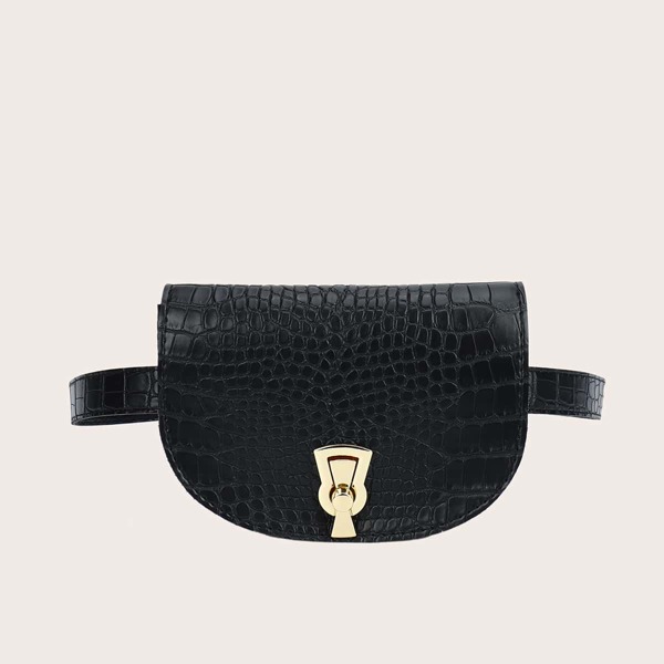 

Croc Embossed Belt Bag, Black