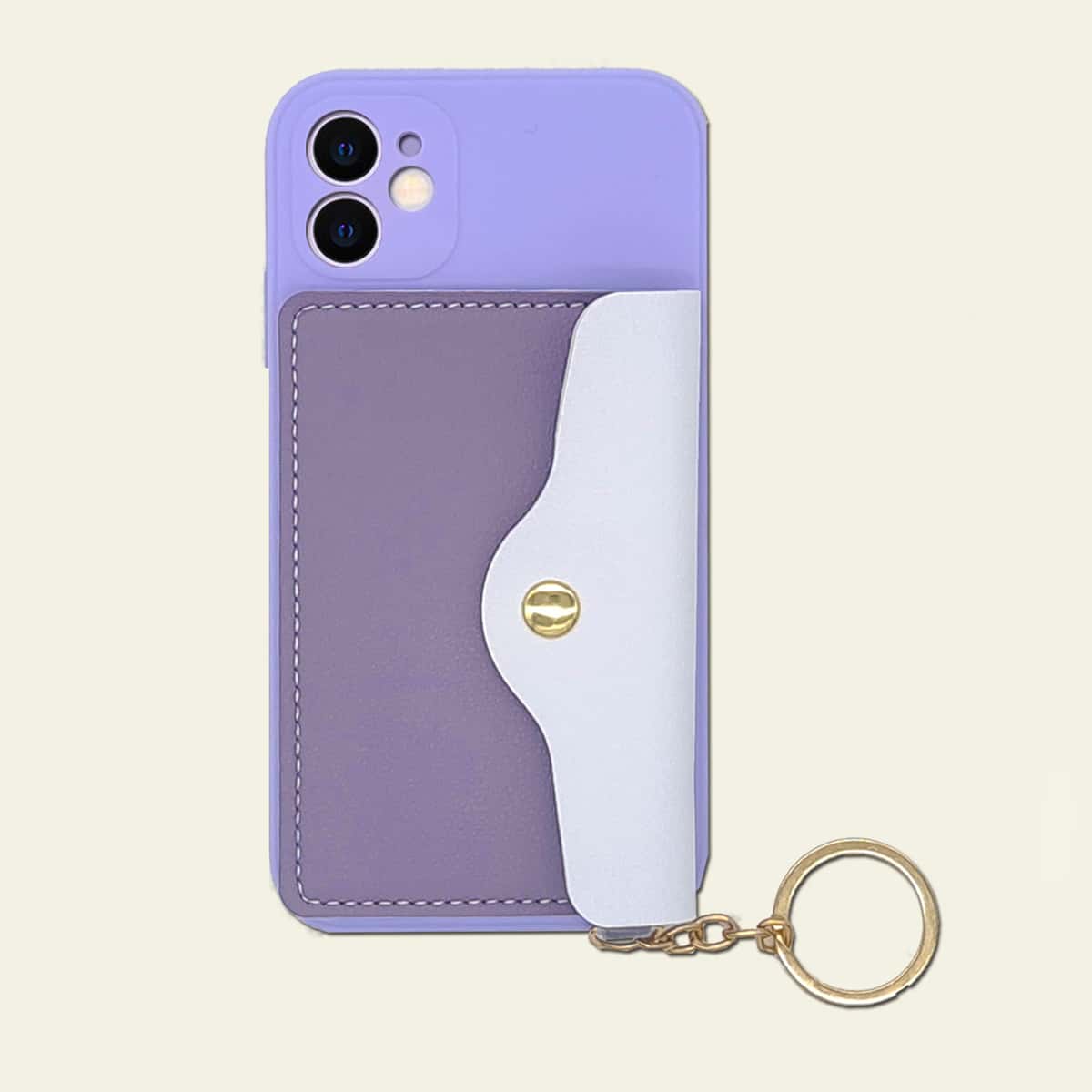 

Colorblock Phone Case With Card Holder, Purple