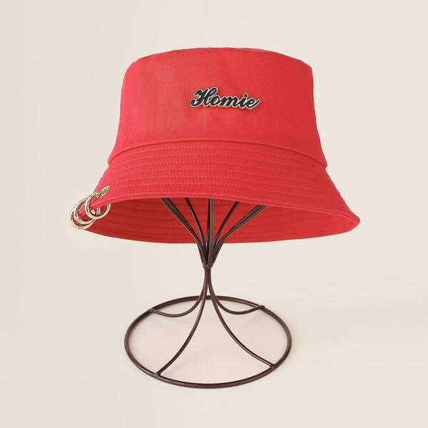 

Ring Detail Bucket Hat, Red