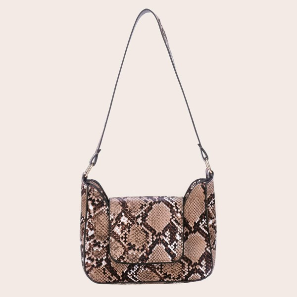 

Snakeskin Print Shoulder Bag, Khaki