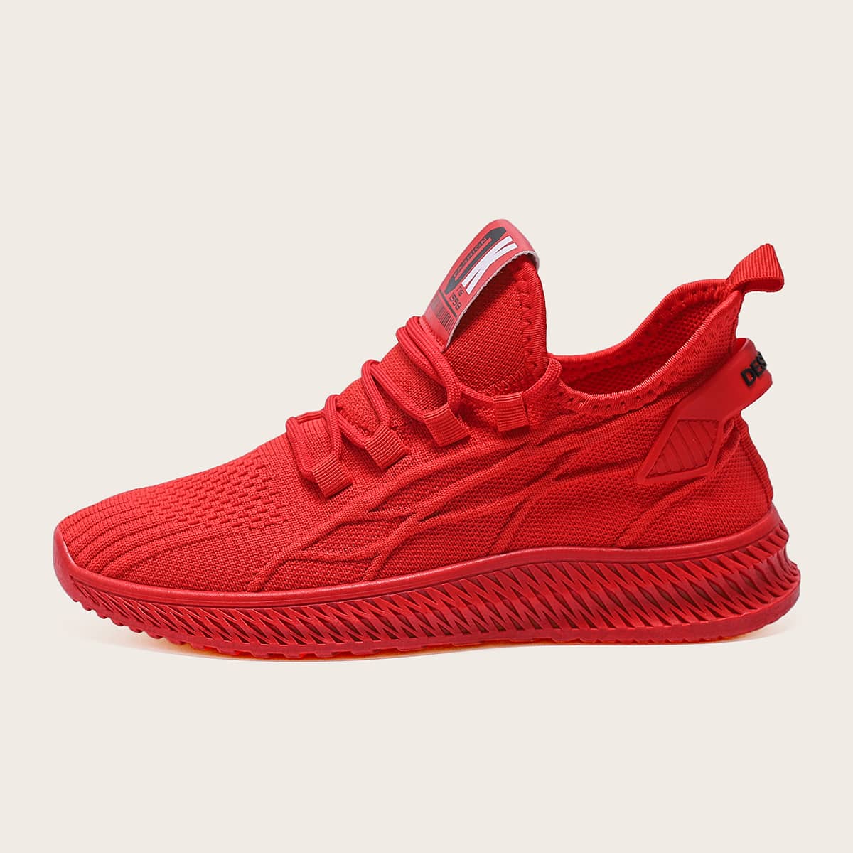 

Lace-up Decor Knit Sneakers, Red