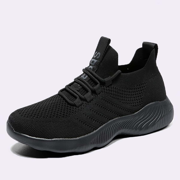 

Men Lace Up Decor Knit Sneakers, Black