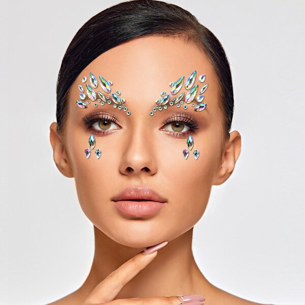 

1sheet Water-drop Rhinestone Eye Tattoo Sticker, Multicolor