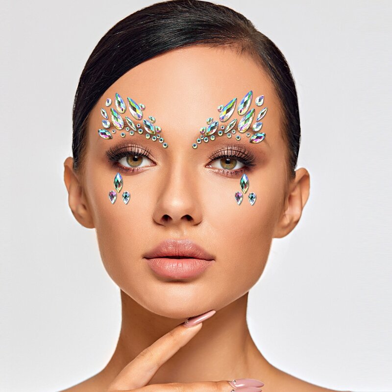 

1sheet Water-drop Rhinestone Eye Tattoo Sticker, Multicolor