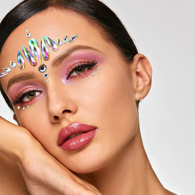 

1sheet Water-drop Rhinestone Eye Tattoo Sticker, Multicolor
