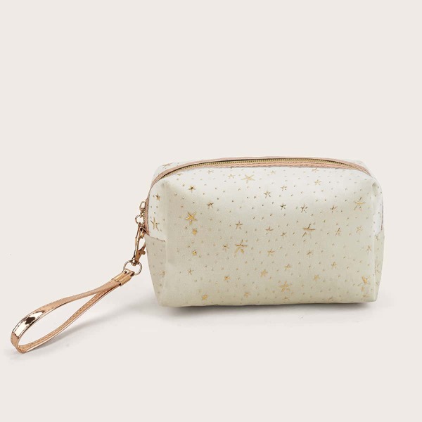 

Star Pattern Square Makeup Bag, Beige