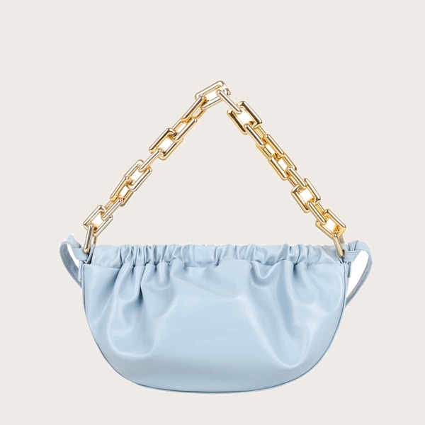 

Ruched Chain Bag, Blue