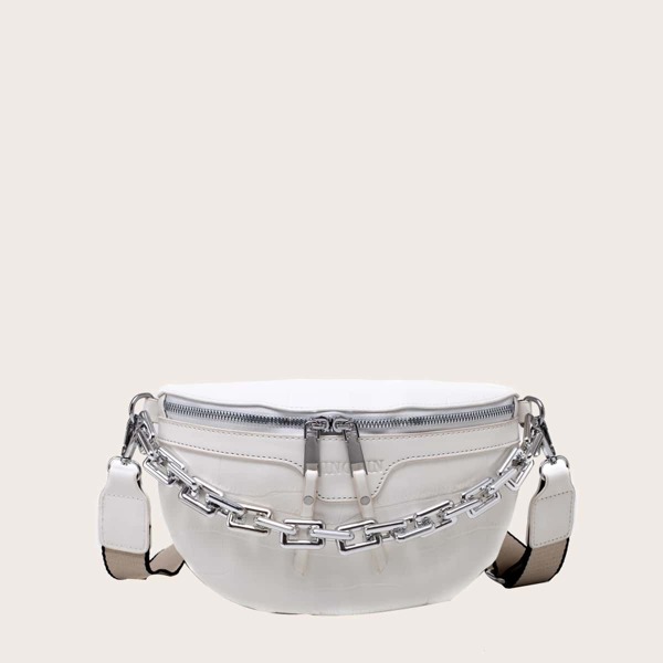

Croc Embossed Fanny Pack, Beige