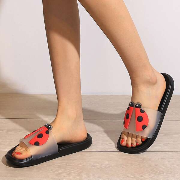 

Clear Ladybug Pattern Slides, Black