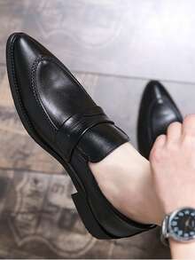 Men Slip On Dress Shoes - Black - View 4
