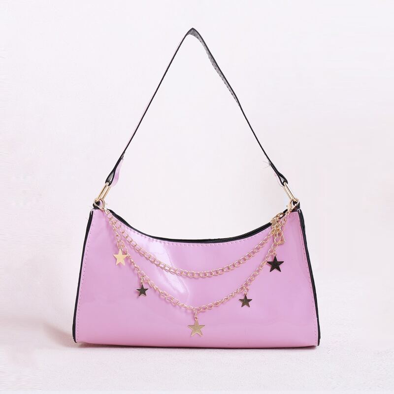

Metal Star Decor Baguette Bag, Purple