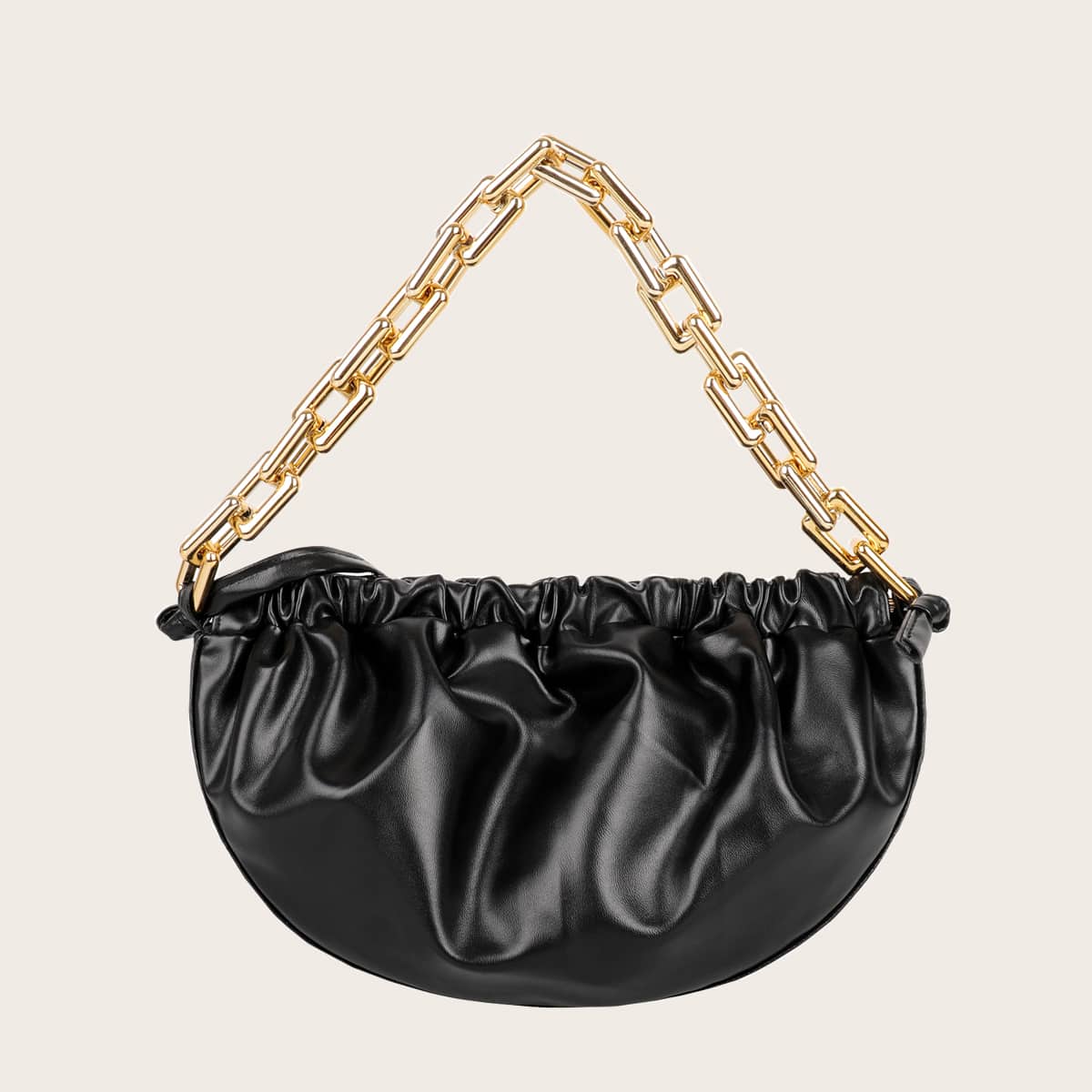 

Ruched Chain Bag, Black
