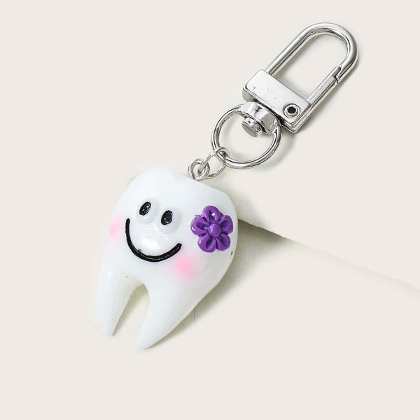 

Cartoon Tooth Design Bag Charm, Blue and white