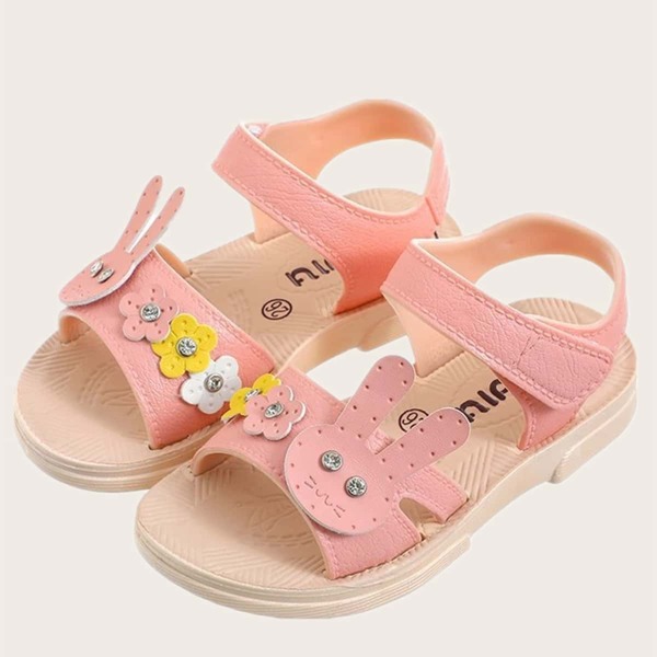 

Toddler Girls Floral & Cartoon Decor Sandals, Pink