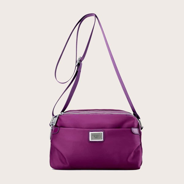 

Letter Patch Crossbody Bag, Purple