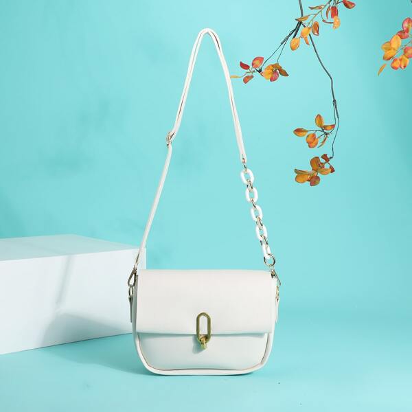 

Minimalist Flap Crossbody Bag, White