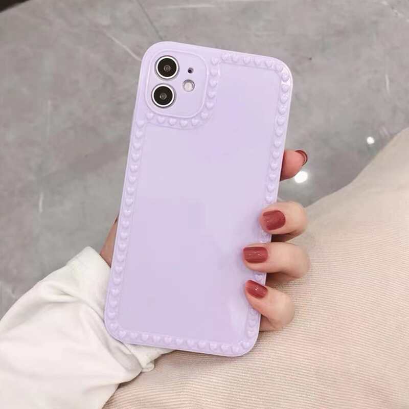 

Solid Heart Frame Phone Case, Lilac purple