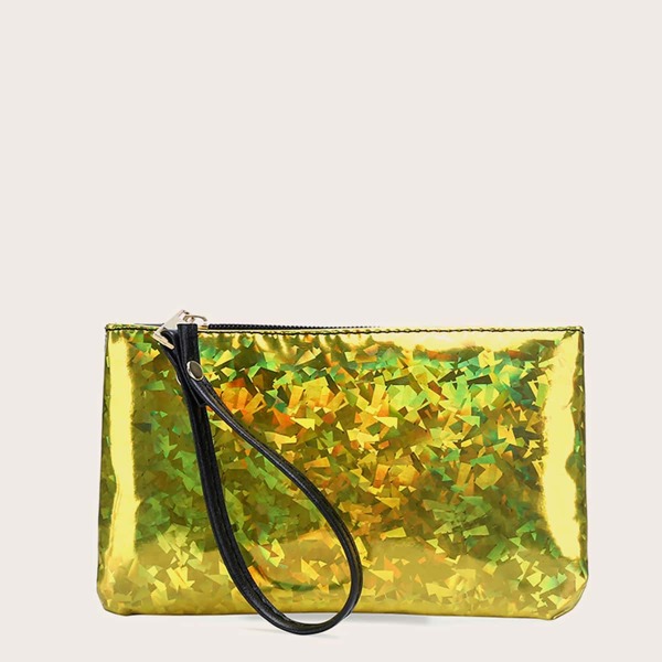 

Metallic Wristlet Bag, Yellow