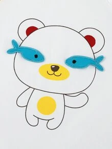 Peninsula Baby 男女嬰通用拼接插肩袖卡通圖案連身短褲