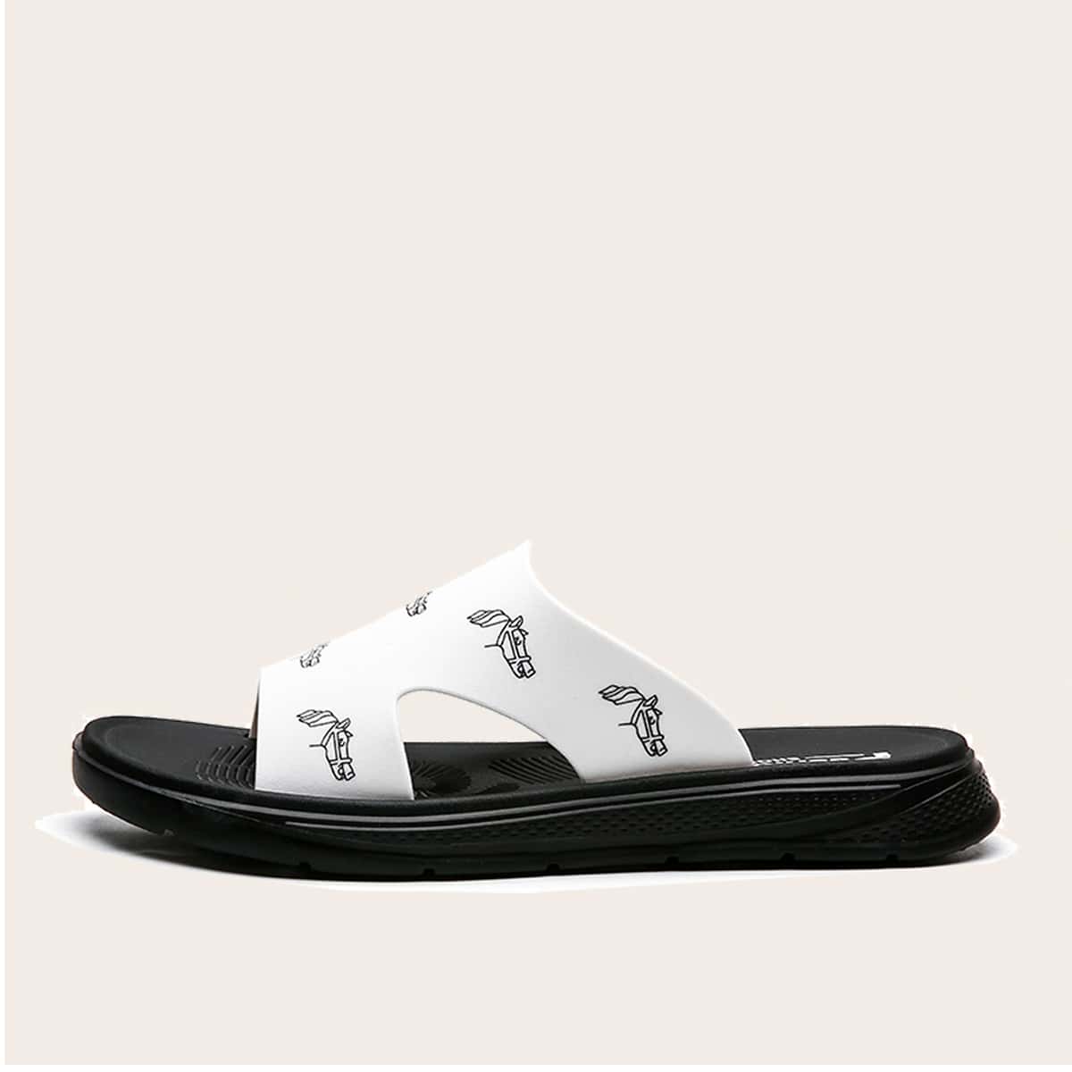 

Guys Horse Pattern Cut-out Slides, White