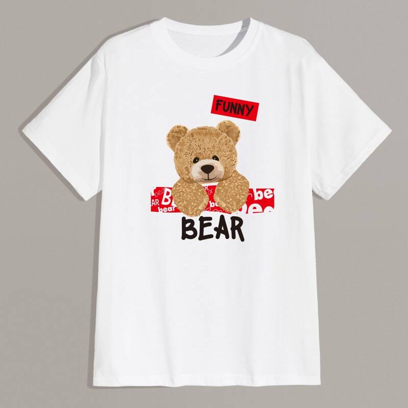 

Guys Letter Bear Graphic Tee, White