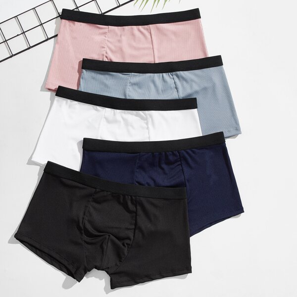 

Men 4pcs Contrast Tape Boxer Brief, Multicolor