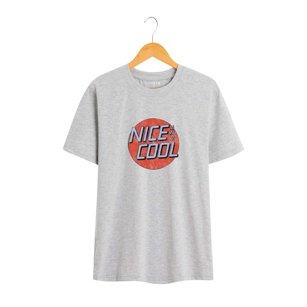 

Slogan And Geo Graphic Tee, Light grey