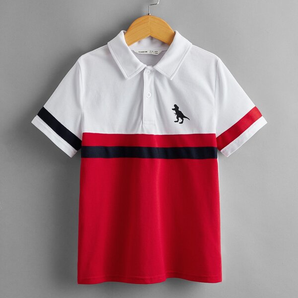 

Boys Dinosaur Print Colorblock Polo Shirt, Multicolor
