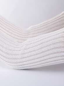 1 双纯色条纹休闲街头 Y2K 学院风尼龙针织提花无指手套，长臂保暖手套，适合秋冬季时尚配饰 - 白色 - 查看 3