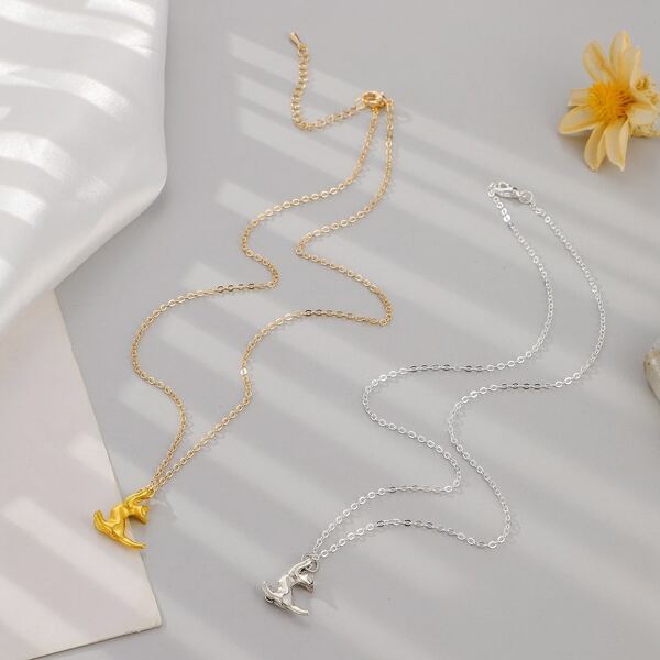 

2pcs Animal Charm Necklace, Gold
