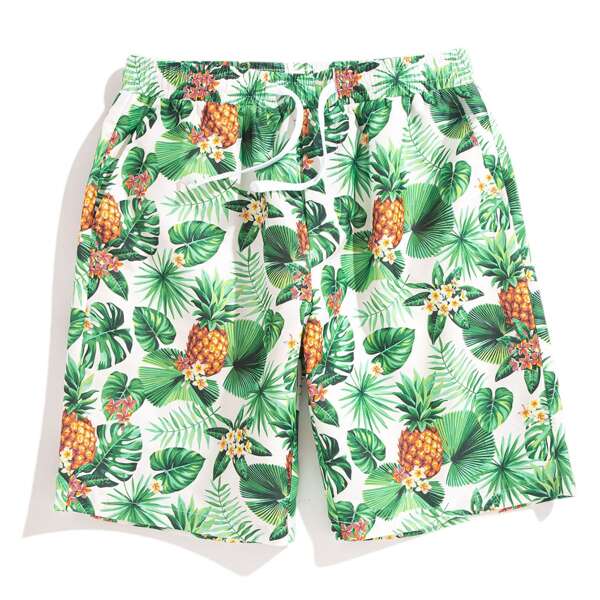 

Men Pineapple & Floral Print Shorts, Multicolor