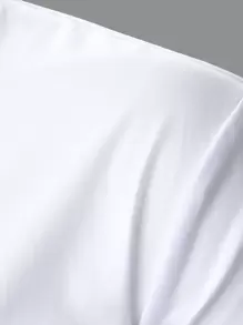 Manfinity Homme Men Half Placket Solid Polo Shirt, For Fall, Long Sleeve Top - White - View 5