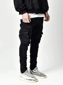 Manfinity LEGND Men Flap Pocket Skinny Jeans - Black - View 1