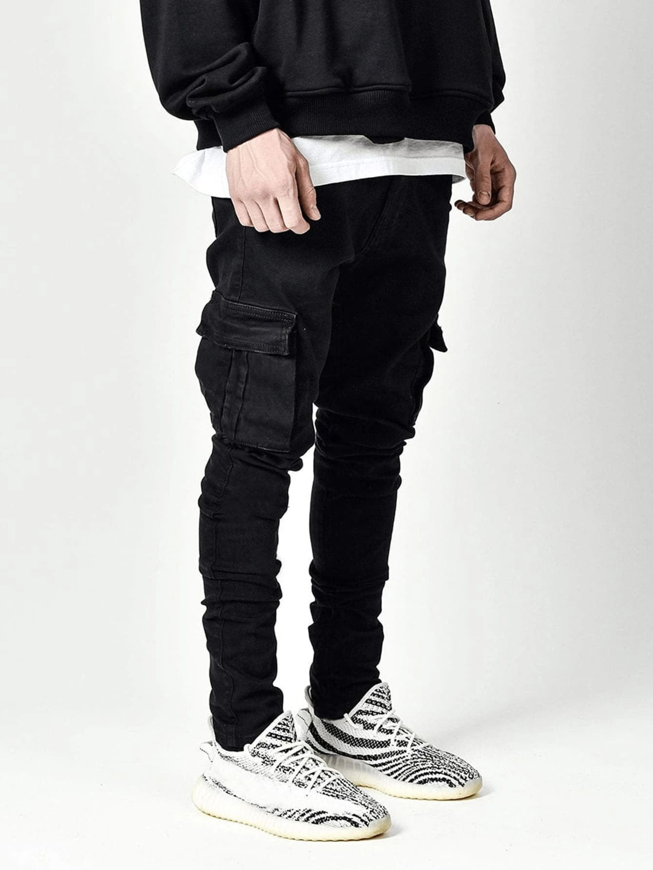Manfinity LEGND Men Flap Pocket Skinny Jeans - Black - View 1