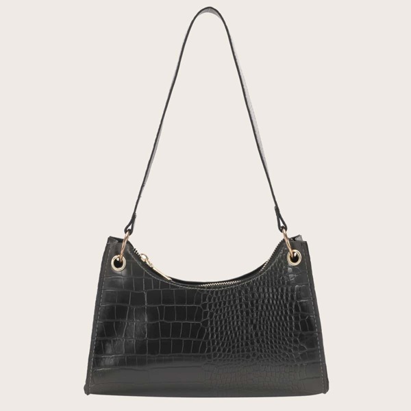 

Croc Embossed Shoulder Bag, Grey
