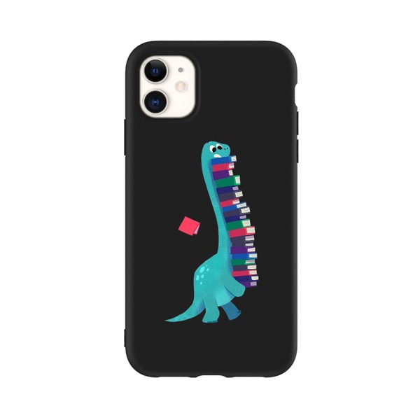 

Cartoon Dinosaur Print Phone Case, Black