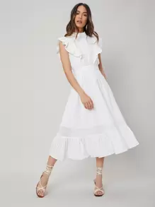 MOTF PREMIUM Vestido schiffy fruncido - Blanco - Ver 1